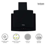 Hindware Kyra 60cm 1000 m3/hr Low Noise Angular Designer Kitchen Chimney With Cassette Filter(Black)