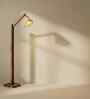 Hinge Wooden Floor Lamp with Jute Shade & Brown Base