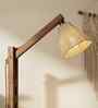 Hinge Wooden Floor Lamp with Jute Shade & Brown Base