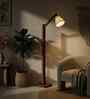 Hinge Wooden Floor Lamp with Jute Shade & Brown Base
