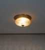 Hinkley 2-Light Flush Mount Ceiling Light In Antique Brass Finish With Amber Rippled Glass