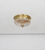 Hinkley 2-Light Flush Mount Ceiling Light In Antique Brass Finish With Amber Rippled Glass