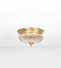 Hinkley 2-Light Flush Mount Ceiling Light In Antique Brass Finish With Amber Rippled Glass