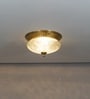 Hinkley Single Light Flush Mount Ceiling Light In Antique Brass Finish With Amber Rippled Glass