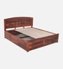Hirm Sheesham Wood King Size Bed In Honey Oak Finish With Box Storage