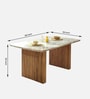 Hiro Marble Top 6 Seater Dining Set In Natural Finish