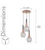 Hirst Metal & Glass 3-Light Cascade Ceiling Pendant (Rose Gold)