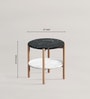 Hirundo 550 Solid Wood End Table in Charcoal And Ivory Colour With Marble Top