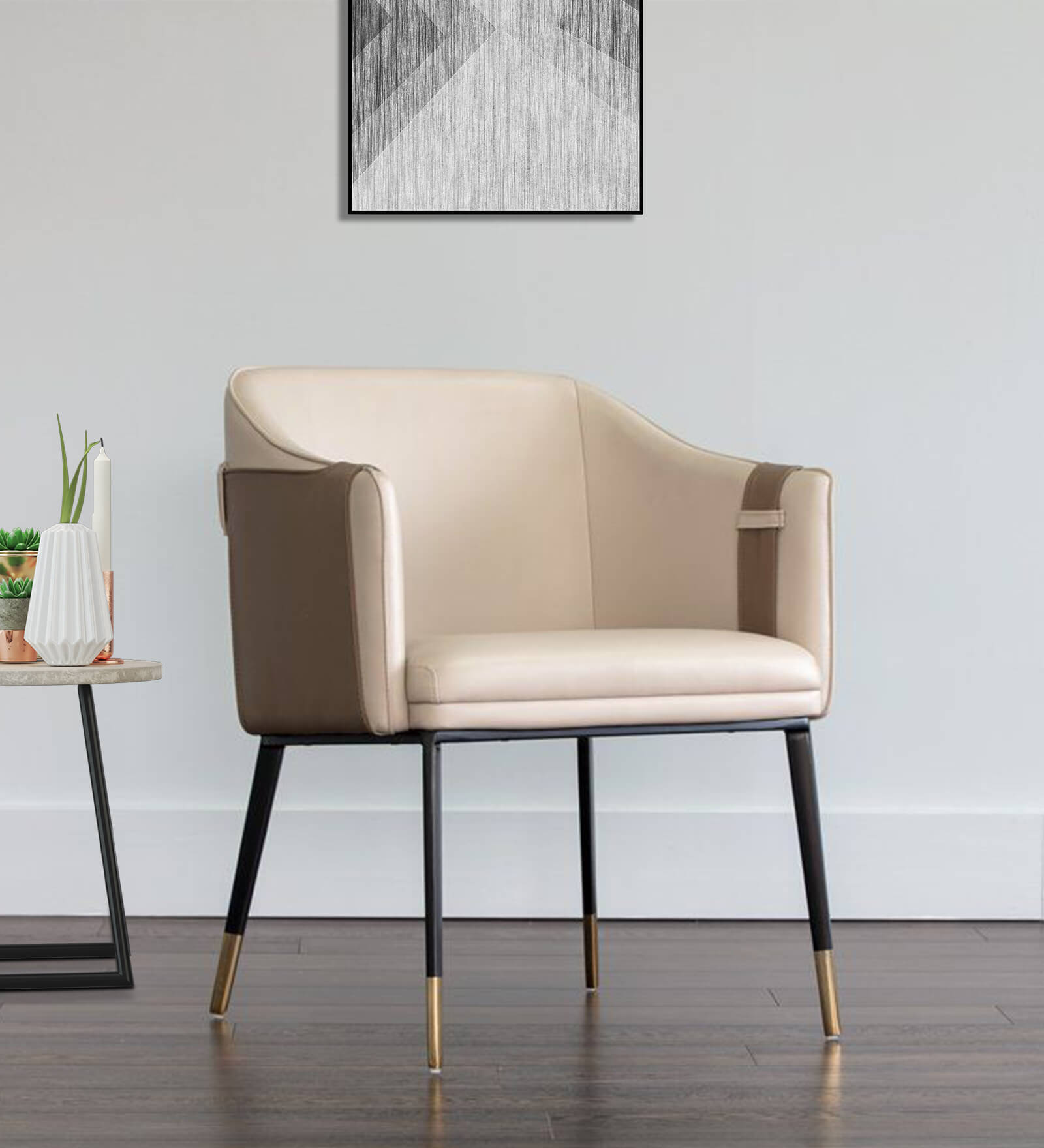 Hnuu Leatheratte Arm Chair in Off White Colour