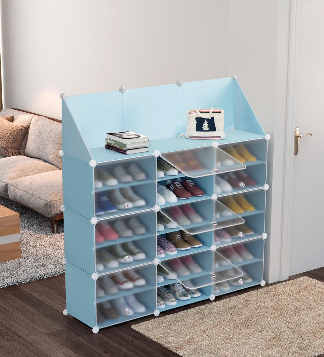 Buy Homa Collapsible Shoe Rack in Blue Colour by DIY Furniture Online ...