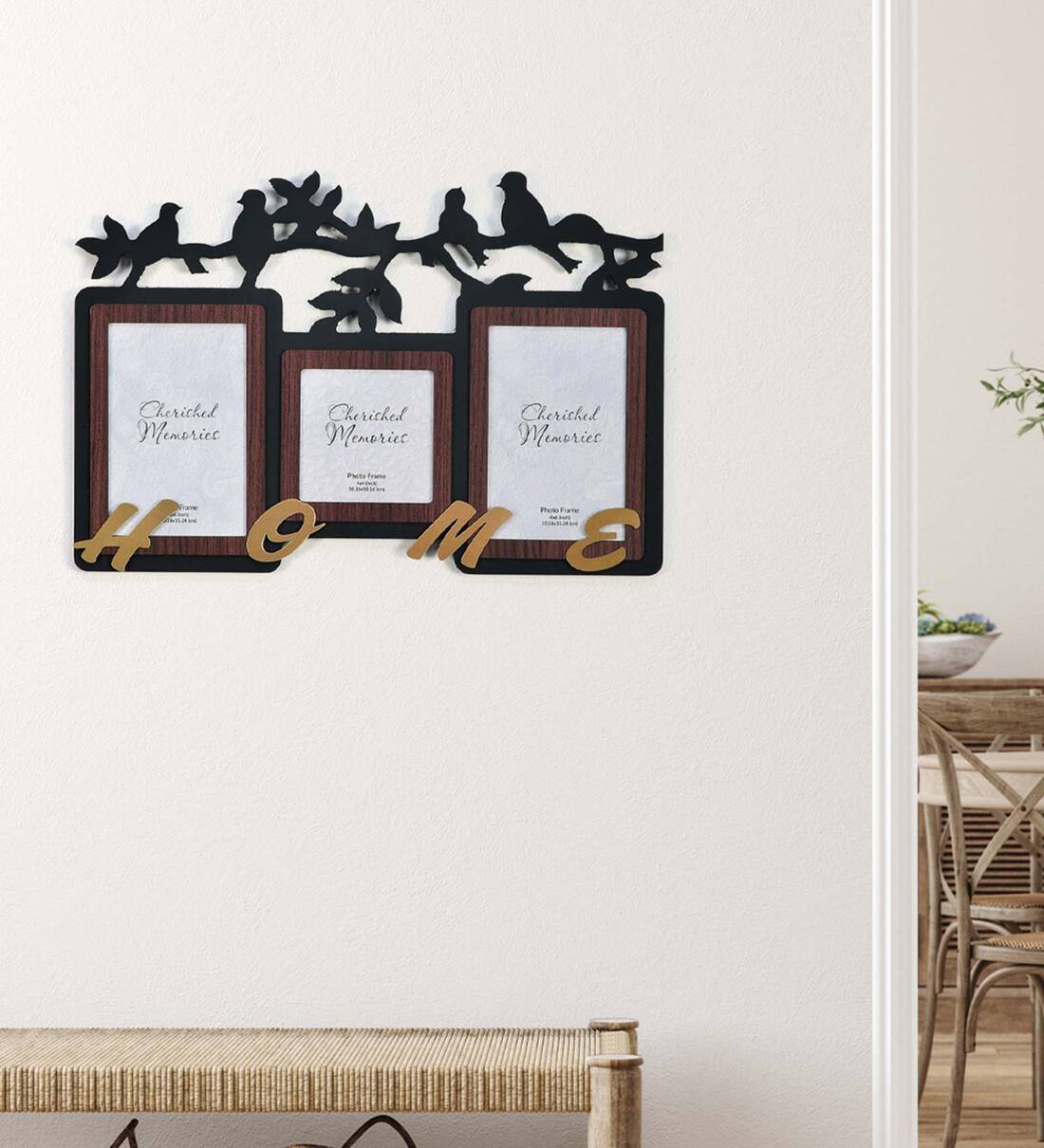 Buy Black & Gold Mdf Home (3 Pics) & Gold Collage Photo Frames at 50