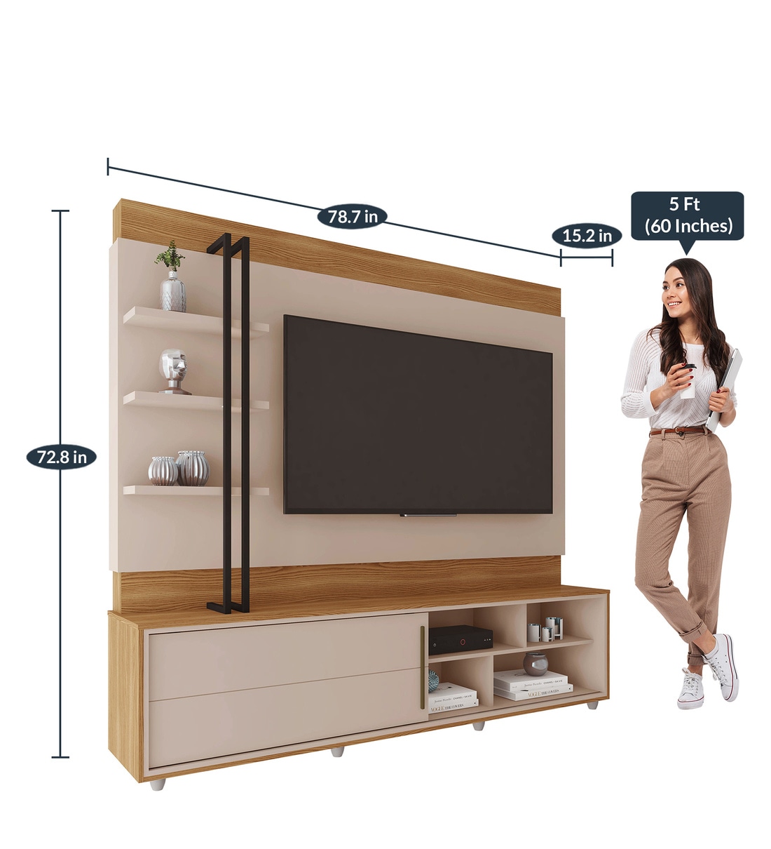 Buy Home Logan Wall Mounted Entertainment Unit in Carvalho Nobre & Griz