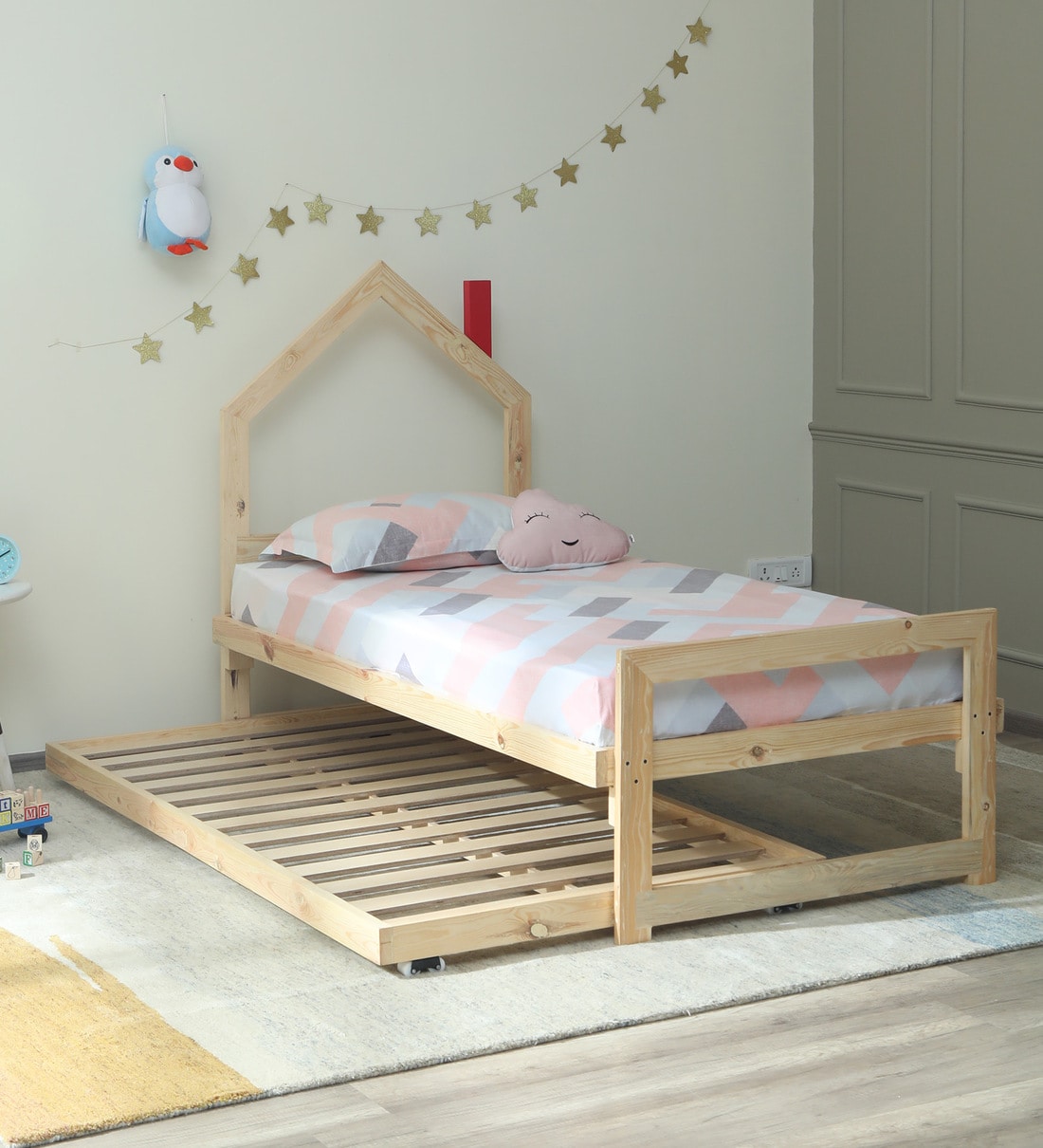 Buy Home Trundle Bed In Natural Finish By Lycka Online - Kids Beds 