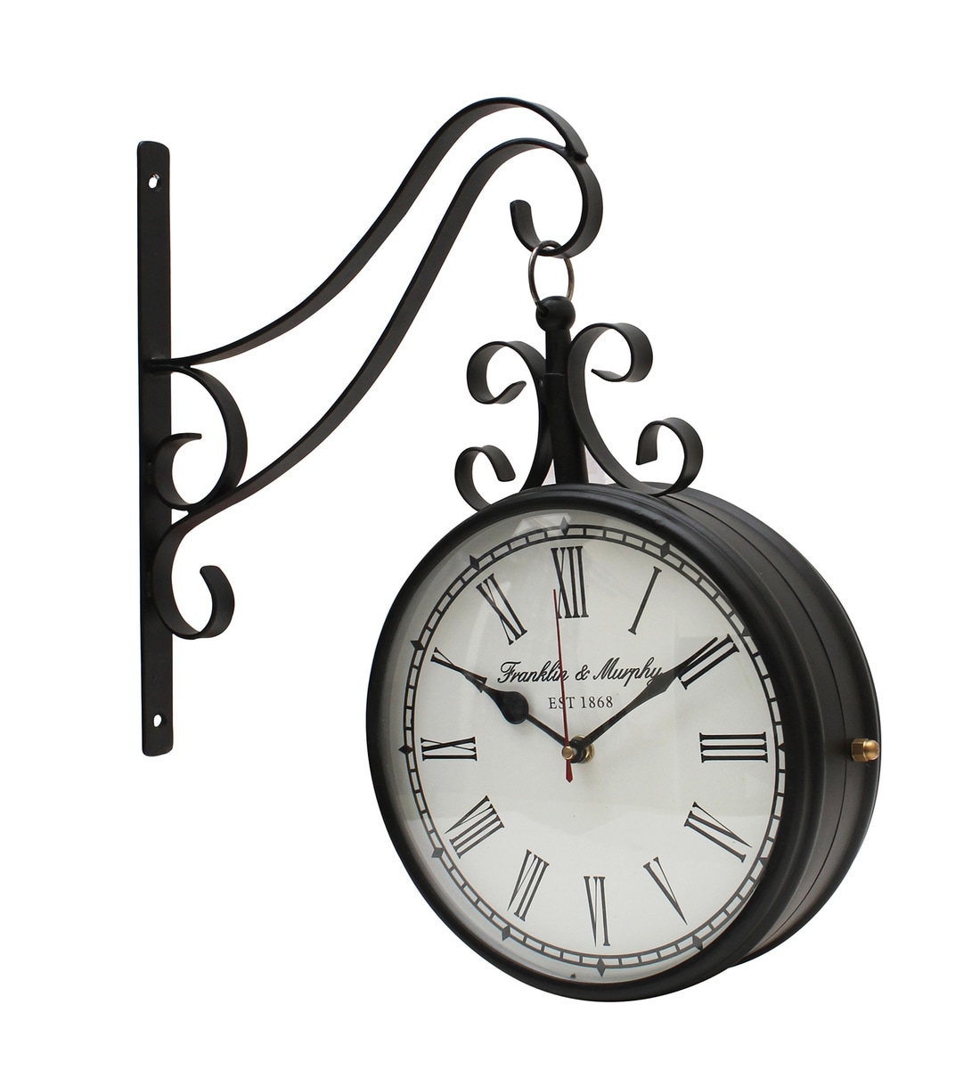 Buy Black Metal Analog Railway Clock by Home Sparkle Online Railway