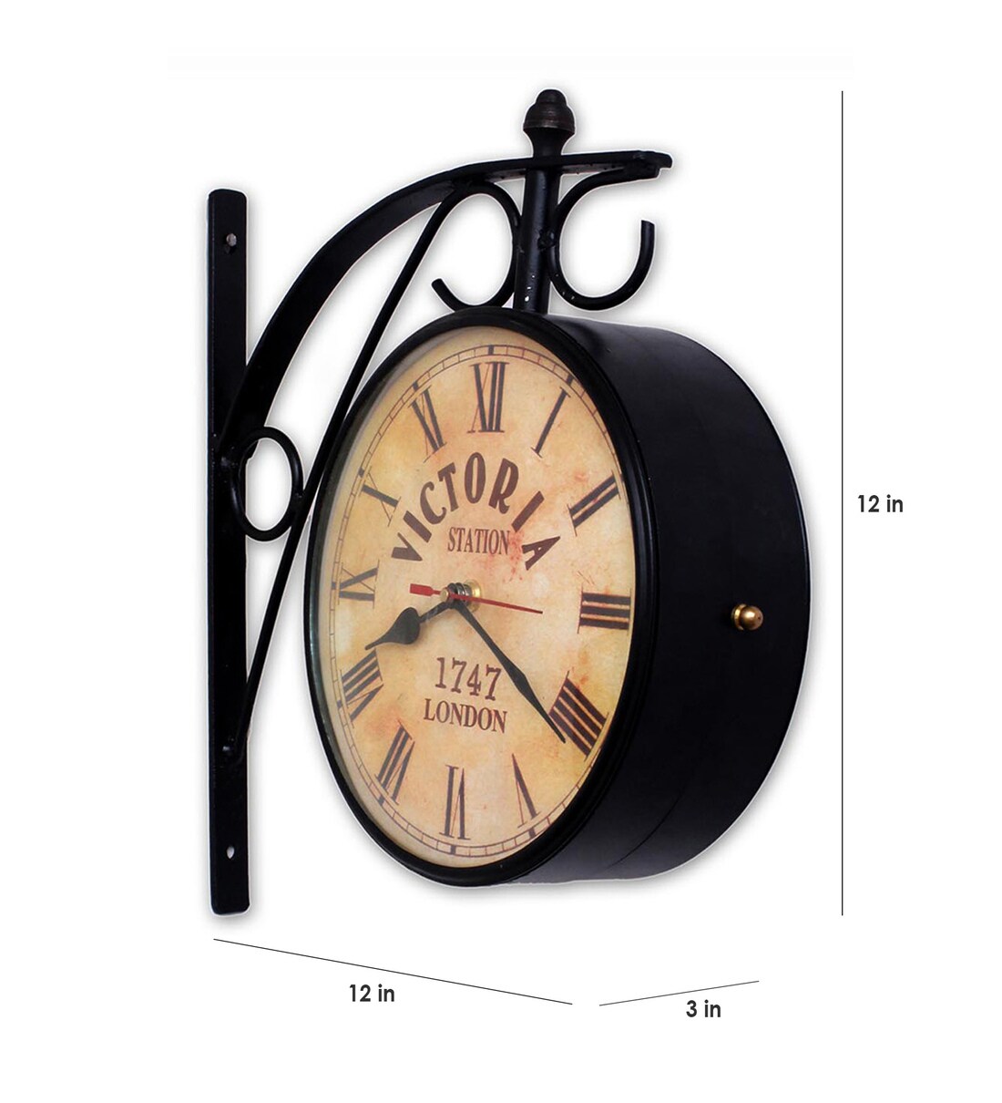 Buy Black Metal Analog Railway Clock by Home Sparkle Online Railway