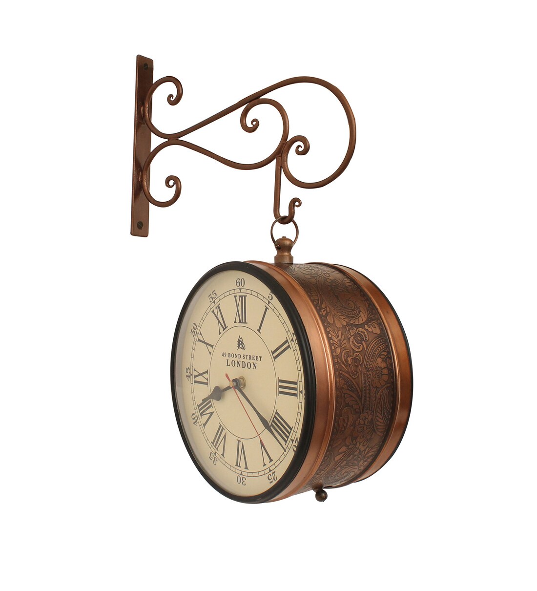 Buy Copper Finish Mild Steel Railway Clock by Home Sparkle Online
