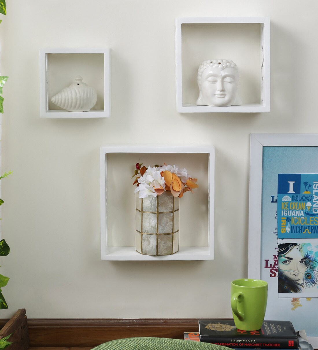 Buy Set of 3 Engineered Wood Cube Wall Shelf by Home Sparkle Online