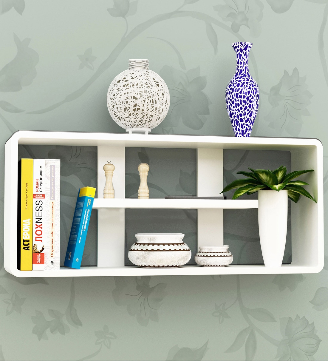 Buy Engineered Wood Wall Shelf in White Colour by Home Sparkle Online