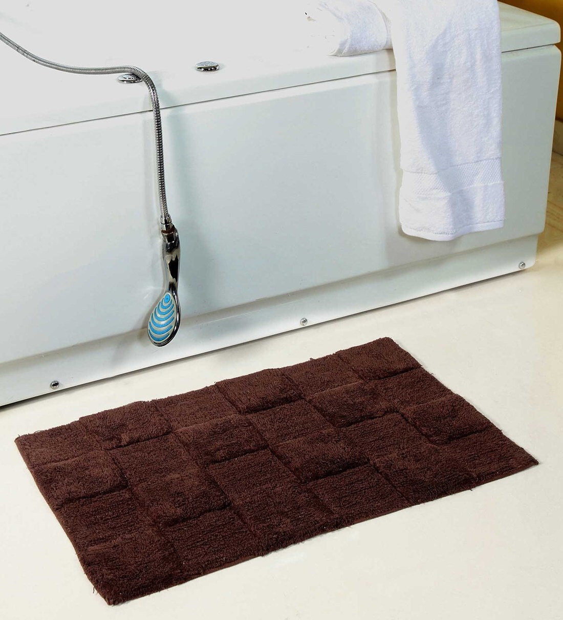 Buy Brown Solid Cotton 32x20 Inches Max Absorbant Bath Mat by HomeFurry