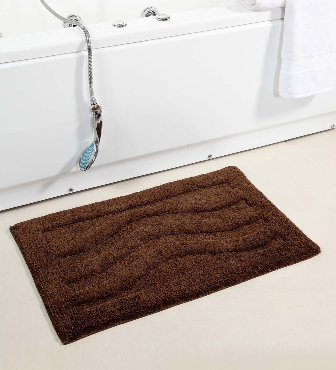 Buy Brown Solid Cotton 32x20 Inches Max Absorbant Bath Mat by HomeFurry