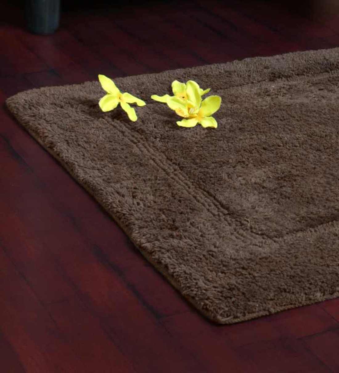 Buy Brown Cotton Plain Solid 32X20 Inches Max Absorbent Bath Mat by