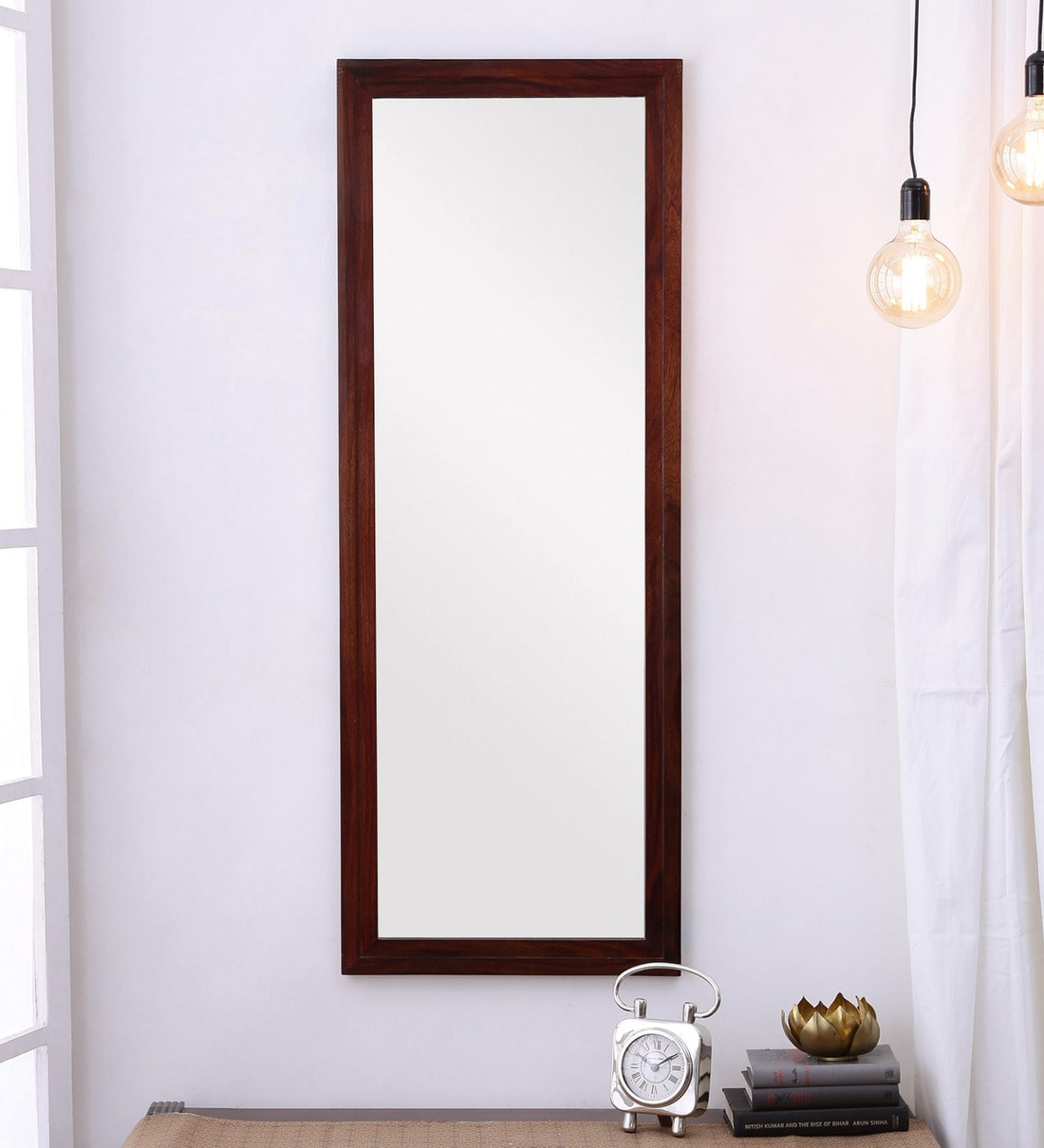 Buy Sheesham Wood Full Length Mirror in Brown colour by My Furniture