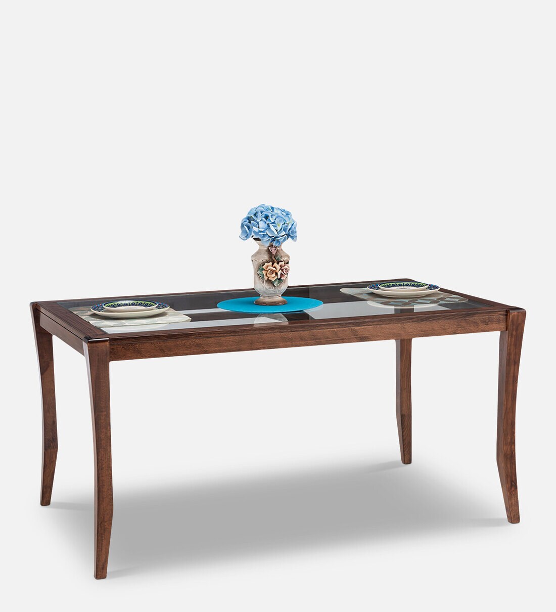Buy Hopper 6 Seater Dining Table in Brown Colour by Durian Online