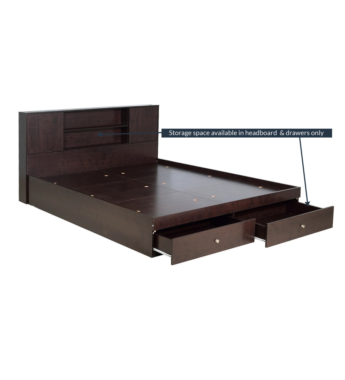 Buy Hoshi Queen Size Bed With Storage In Wenge Finish By Mintwud Online