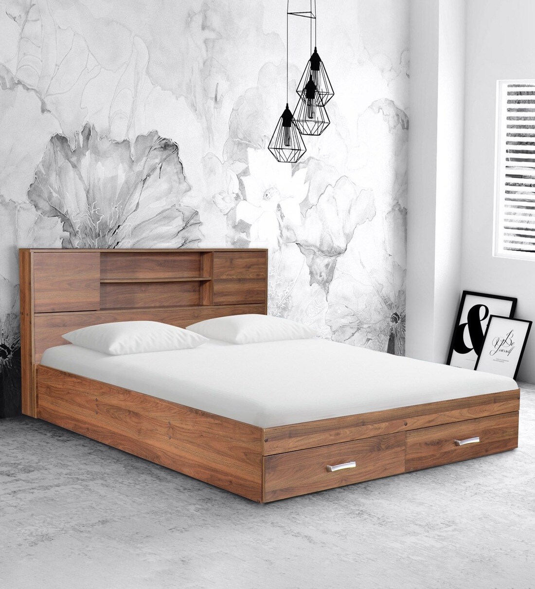Hoshi Queen Size Bed With Storage In Wenge Finish By Mintwud Porter
