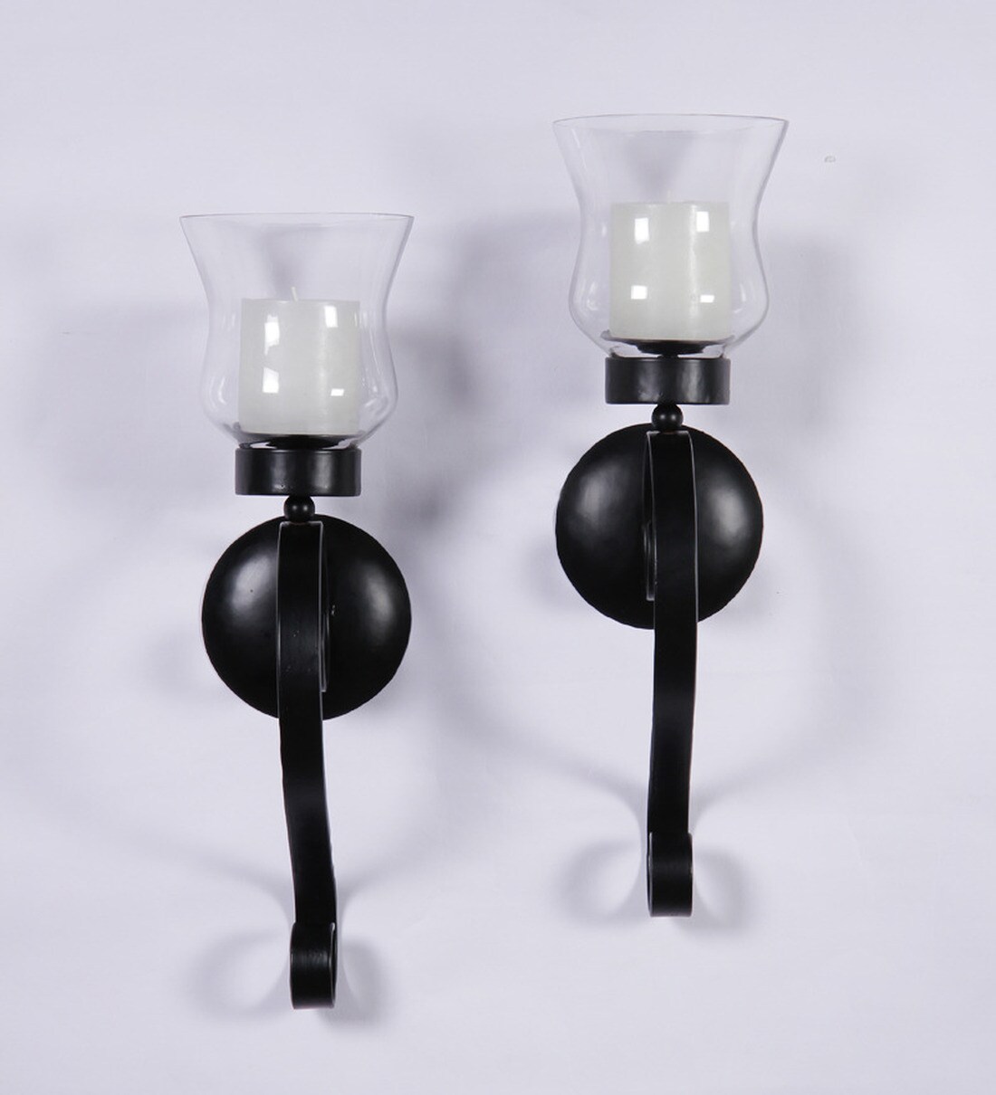 Buy Black Metal Candle Holder Set of 2 by Hosley Online Candle