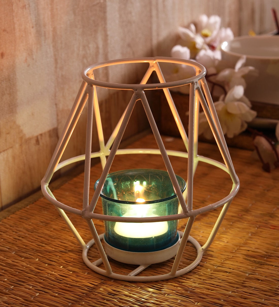 Buy White Metal Table Tea Light Holder By Hosley Online Table Tea Light Holder Festive Lights Lamps Lighting Pepperfry Product