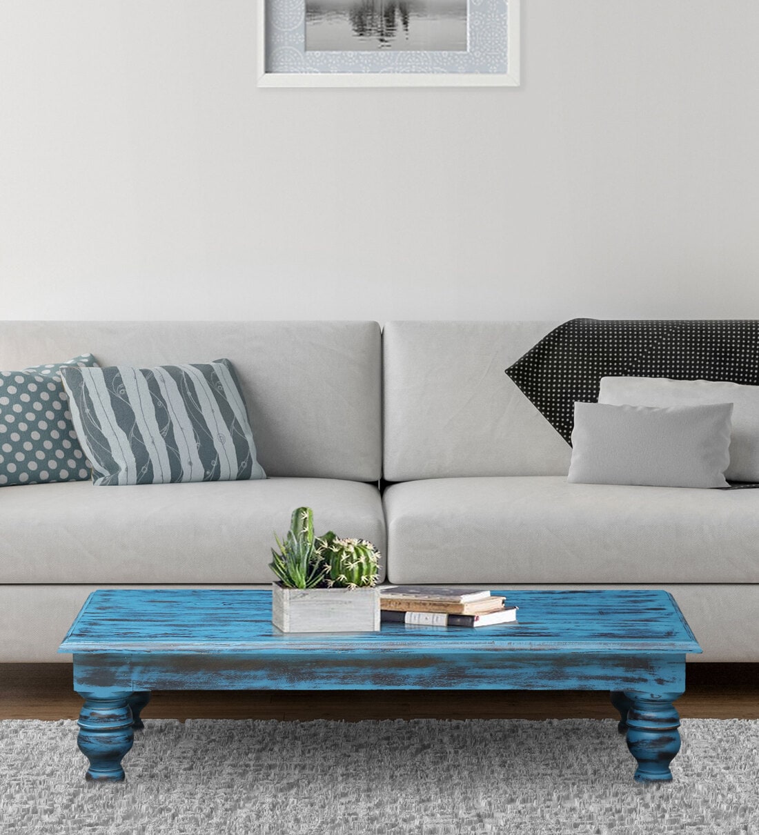 Image result for Buy Honsinger Solid Wood Coffee Table In Distress Blue Finish Online ...