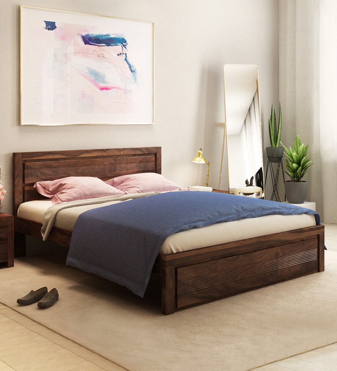 Buy Hove Sheesham Wood Single Size Bed in Teak Finish By TheFreshWood