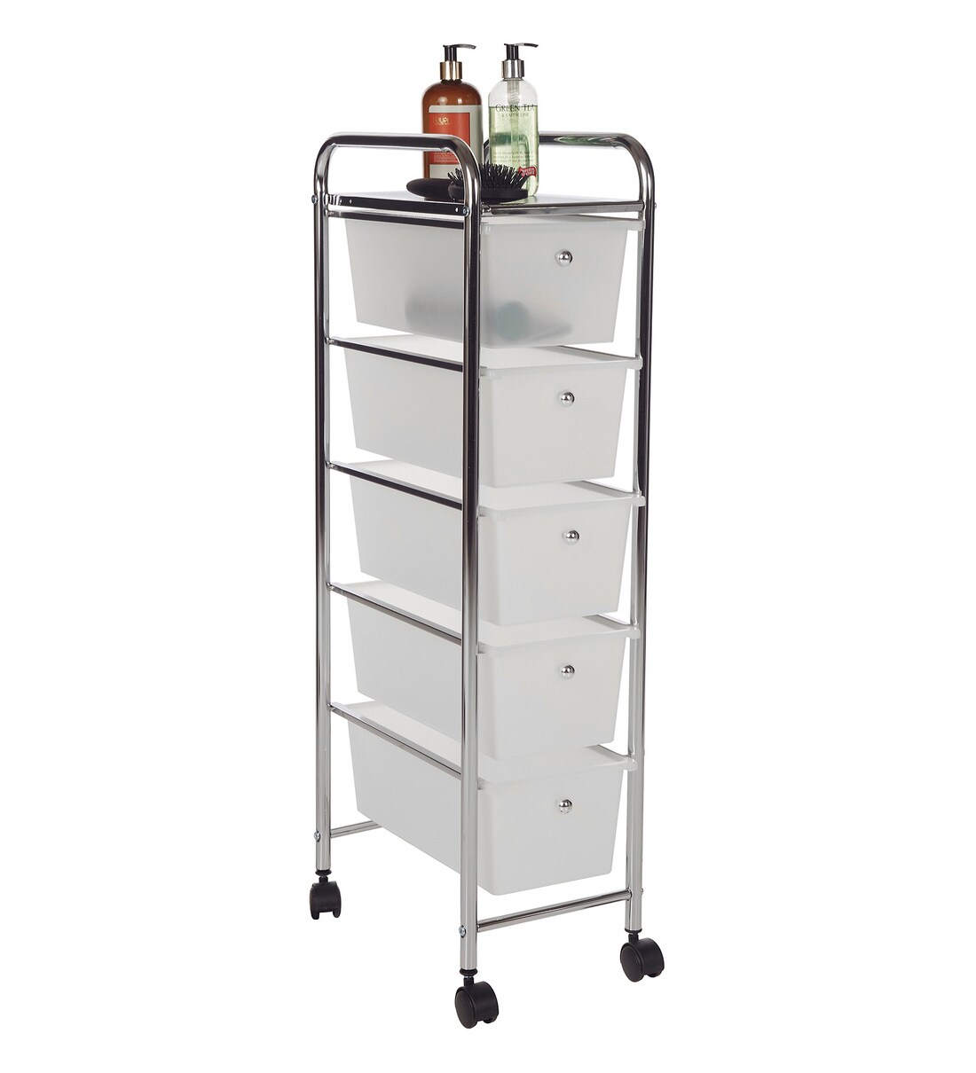 Buy Howards Storage World Frosted Chrome 5 Drawer Storage Trolley
