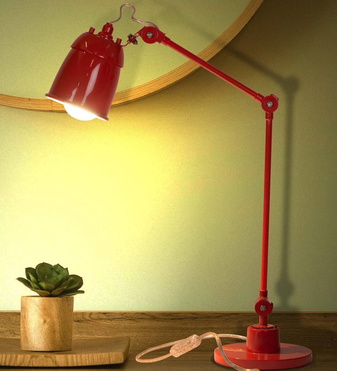 Buy Howmini Red Metal Shade Table Lamp with Red Base by The Purple