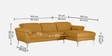 Honora Leatherette LHS Sectional Sofa (2+ Lounger) in Yellow Color