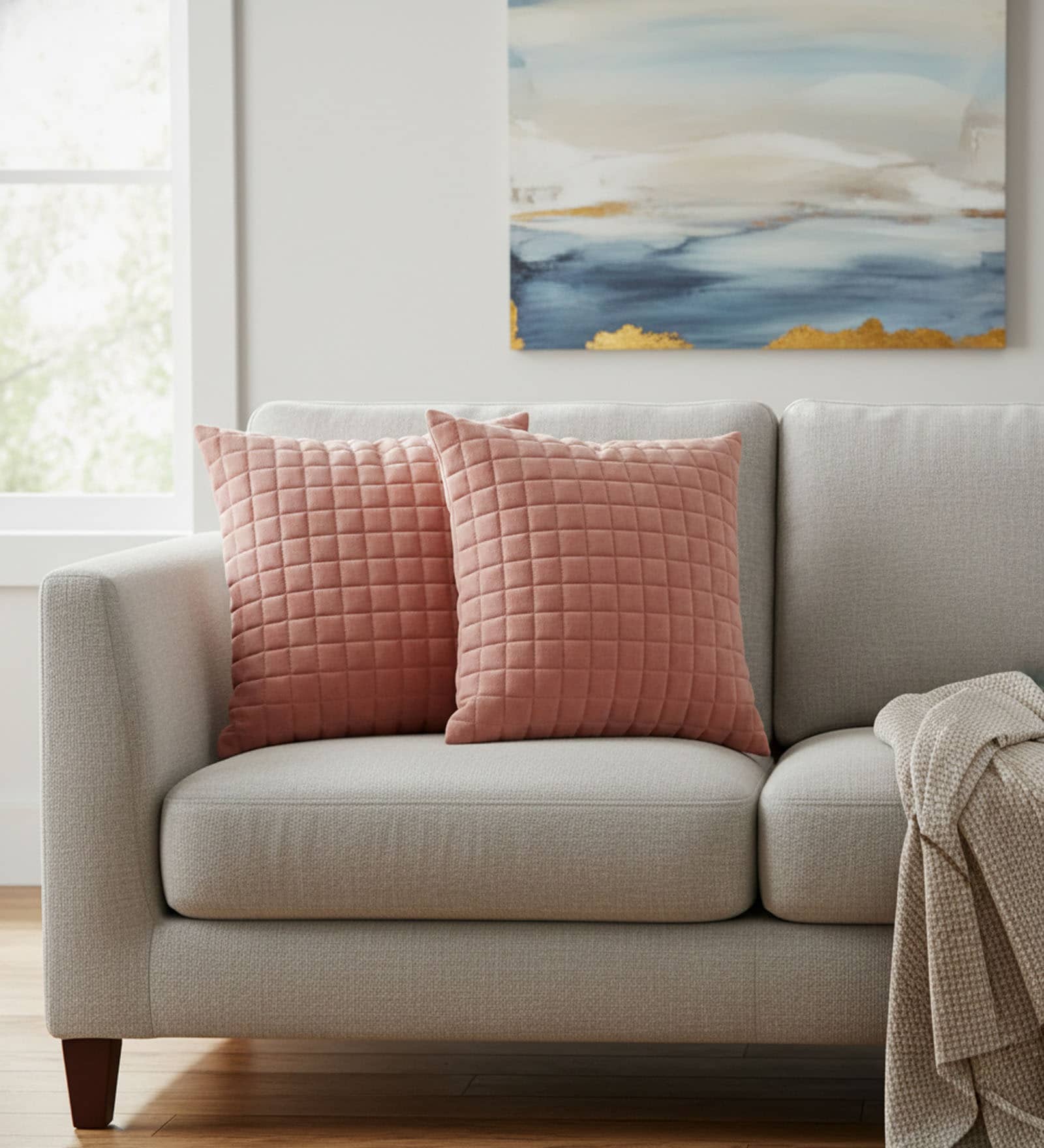 Pink Velvet Embroidered 16X16 Inches 2Pcs Cushion Covers