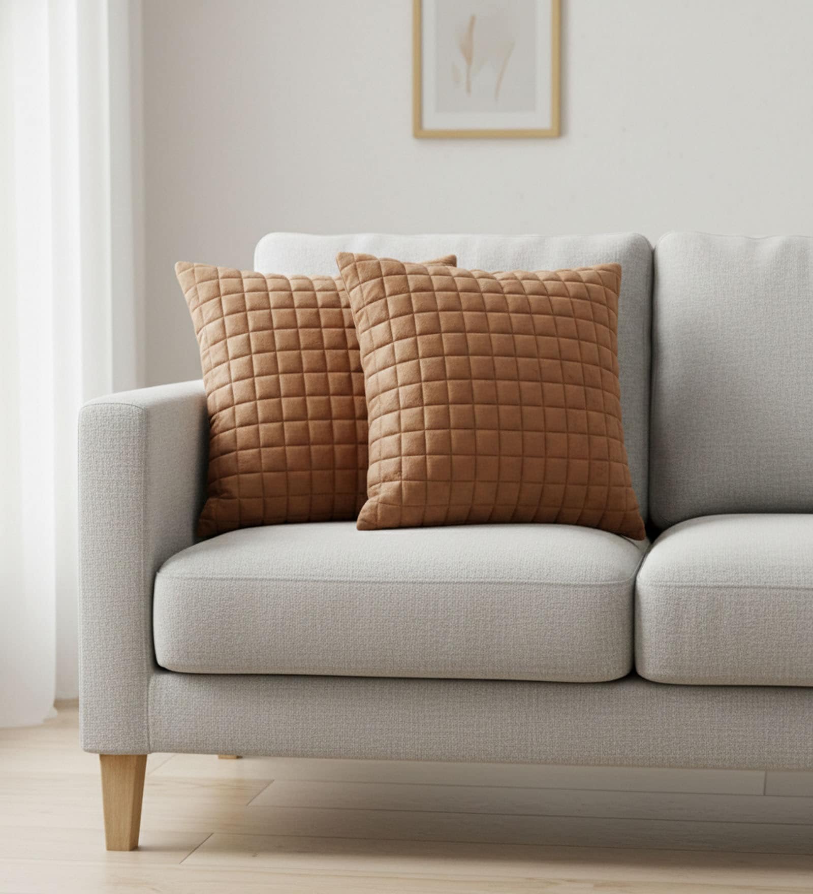 Brown Velvet Embroidered 16X16 Inches 2Pcs Cushion Covers