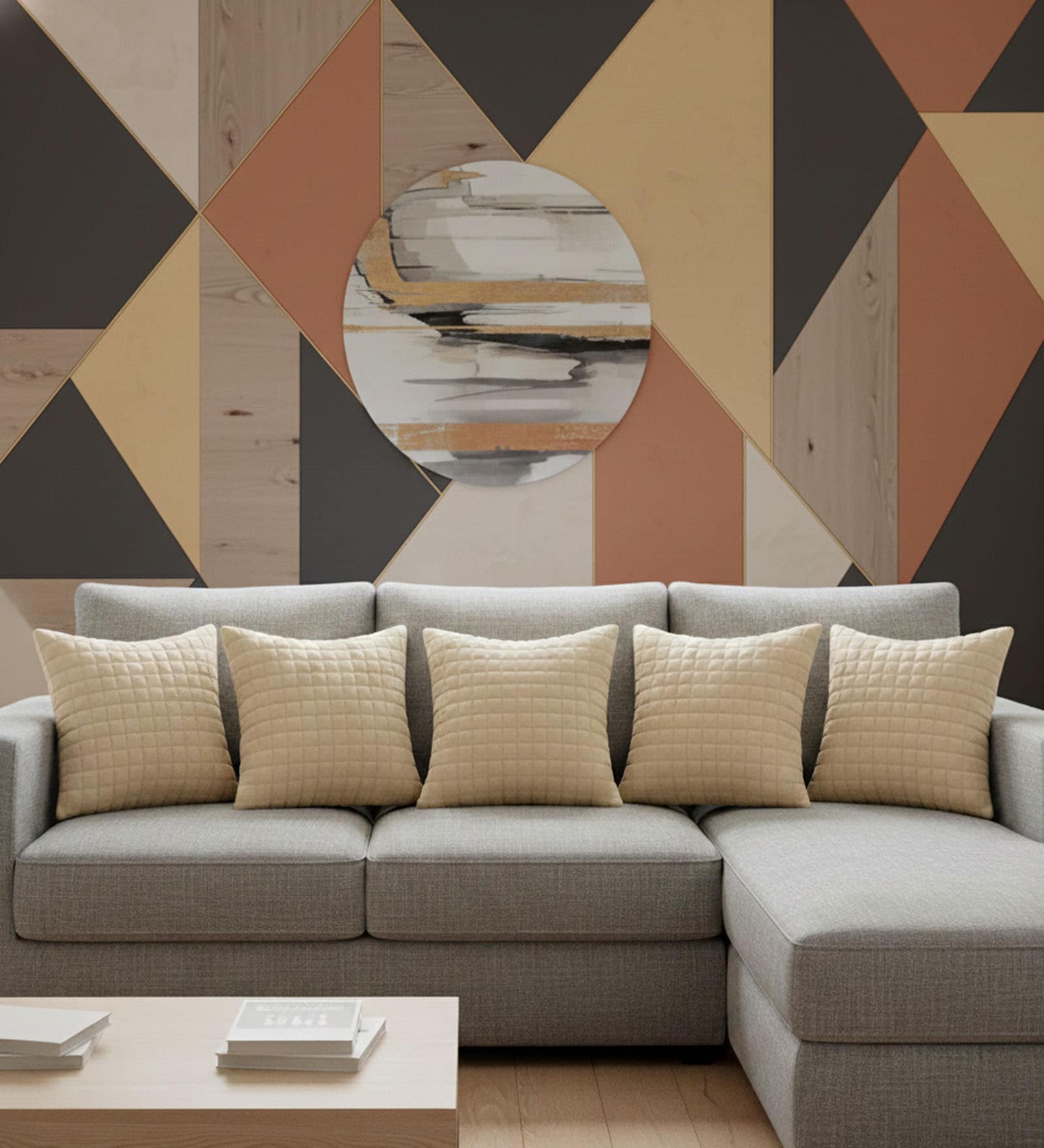 Cream Velvet Embroidered 16X16 Inches 5Pcs Cushion Covers