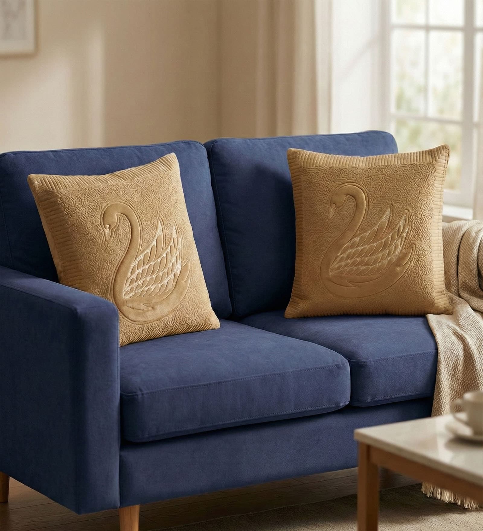 Grey Velvet Embroidered 16X16 Inches 2Pcs Cushion Covers