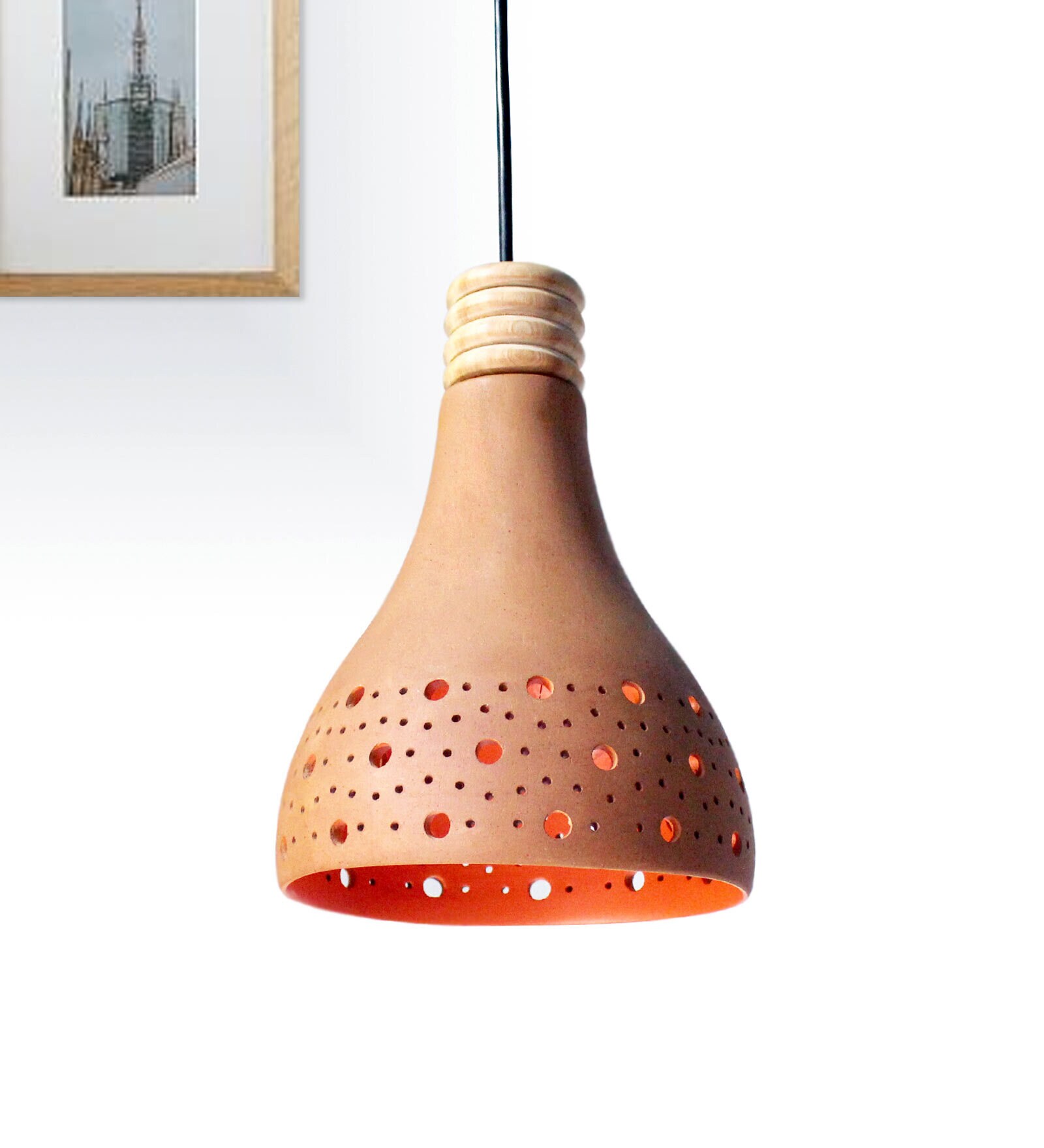 Hollo XL 1 Terracotta Ceiling light  (Inner Color Orange)