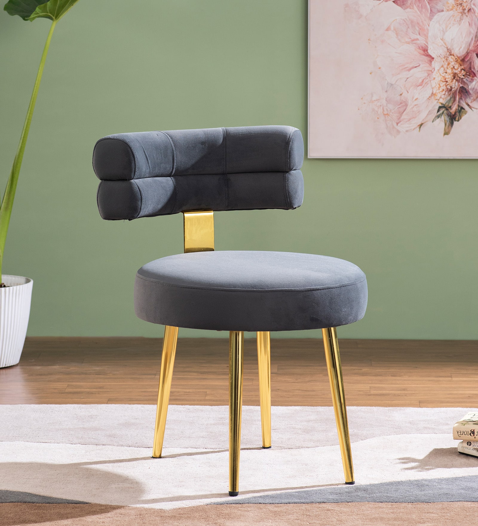 Hollywood Glam Velvet Lounge Chairs In Grey Colour