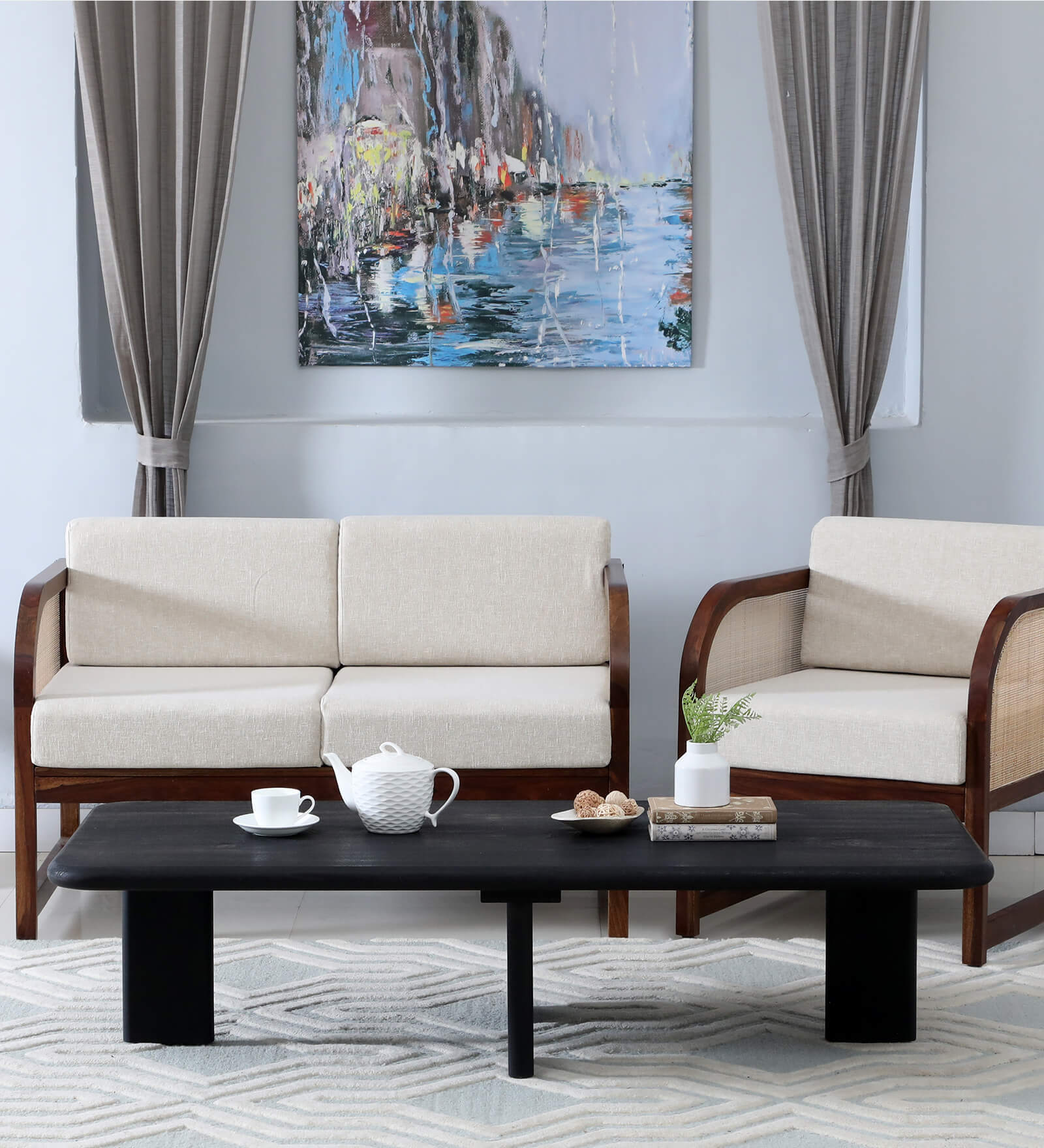 Holmes Solid Wood Coffee Table In Black Finish