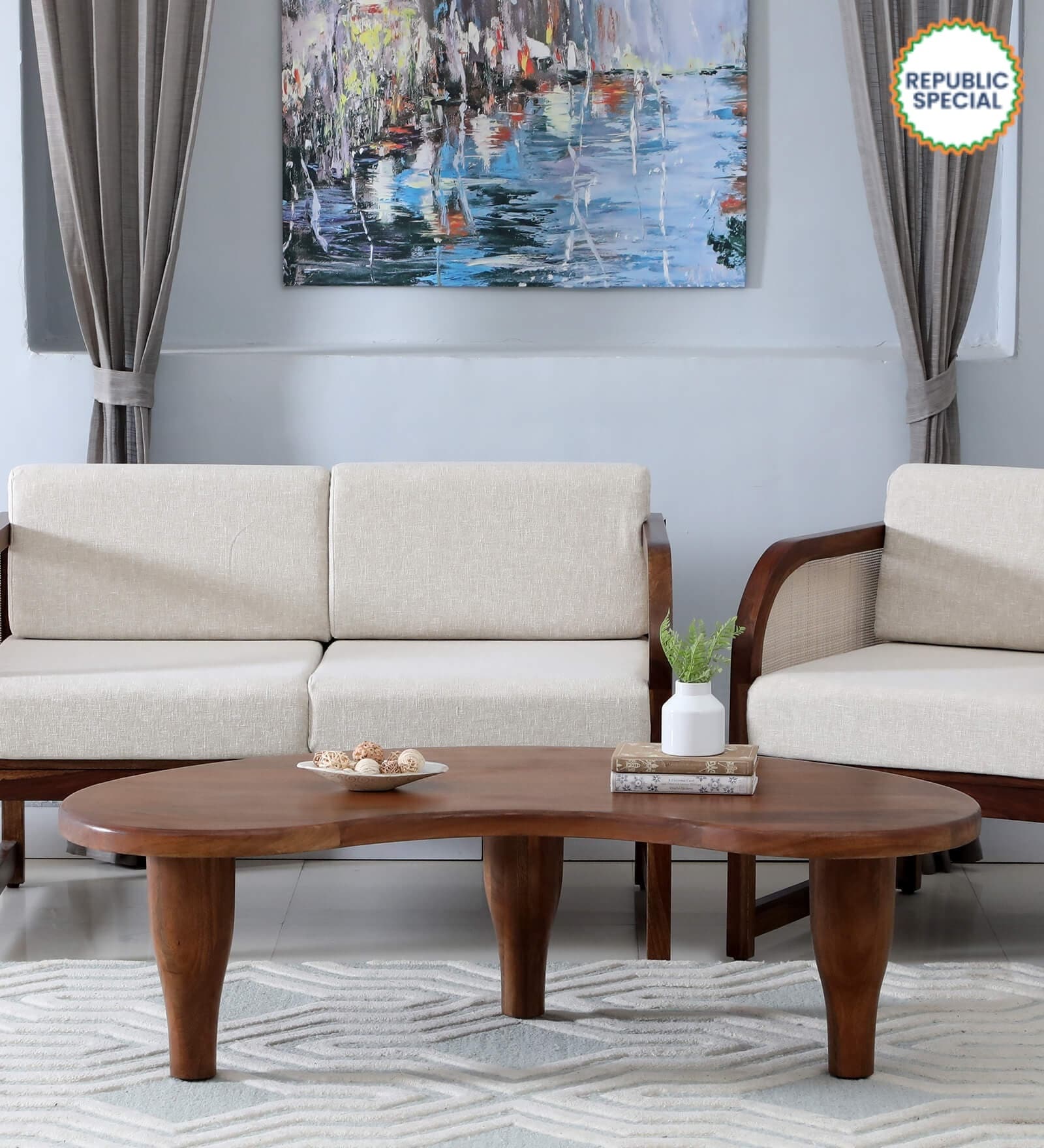 Holmes Solid Wood Coffee Table In Teak Finish