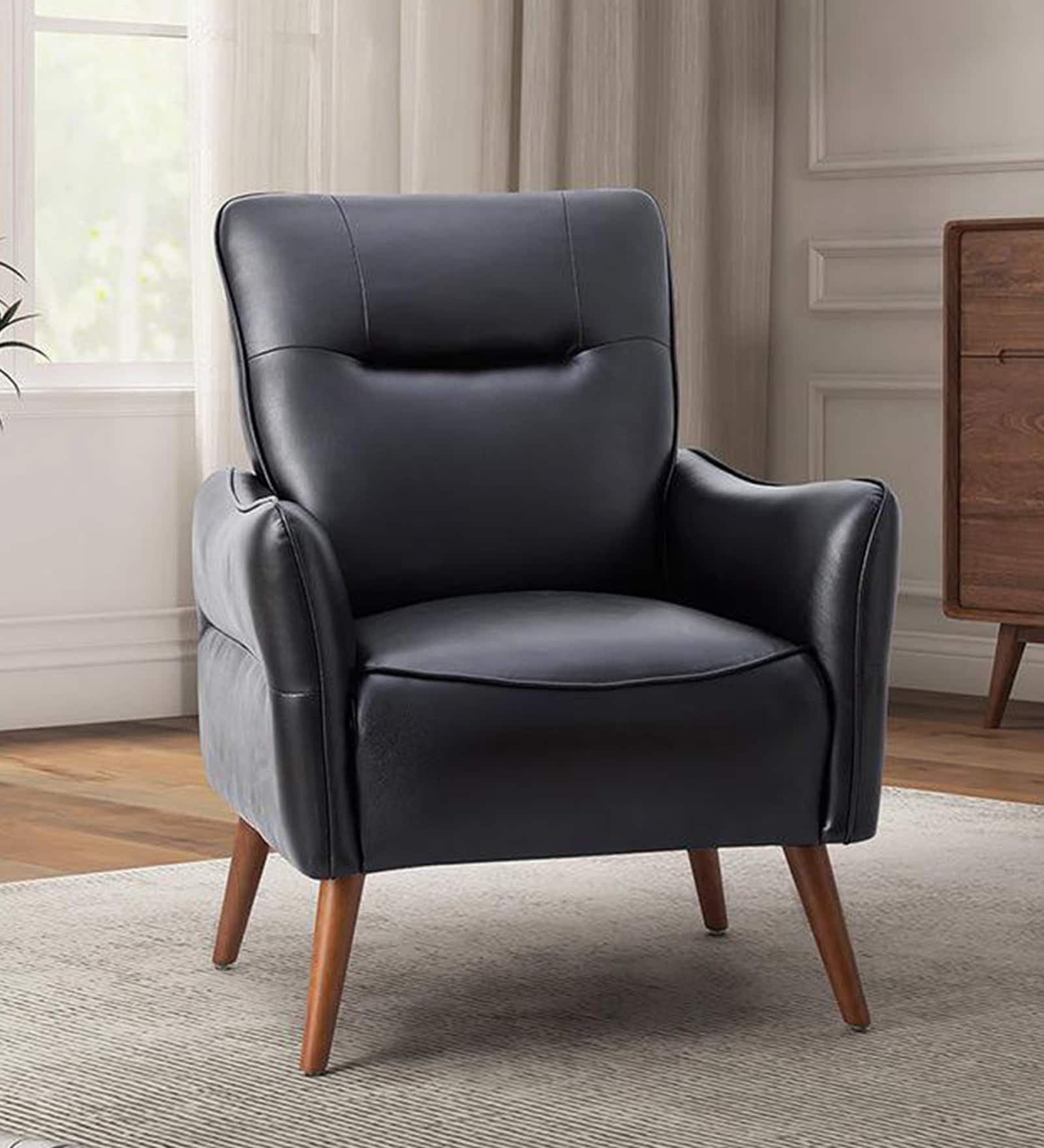 Holt Leatherette Lounge Chair In Black Colour