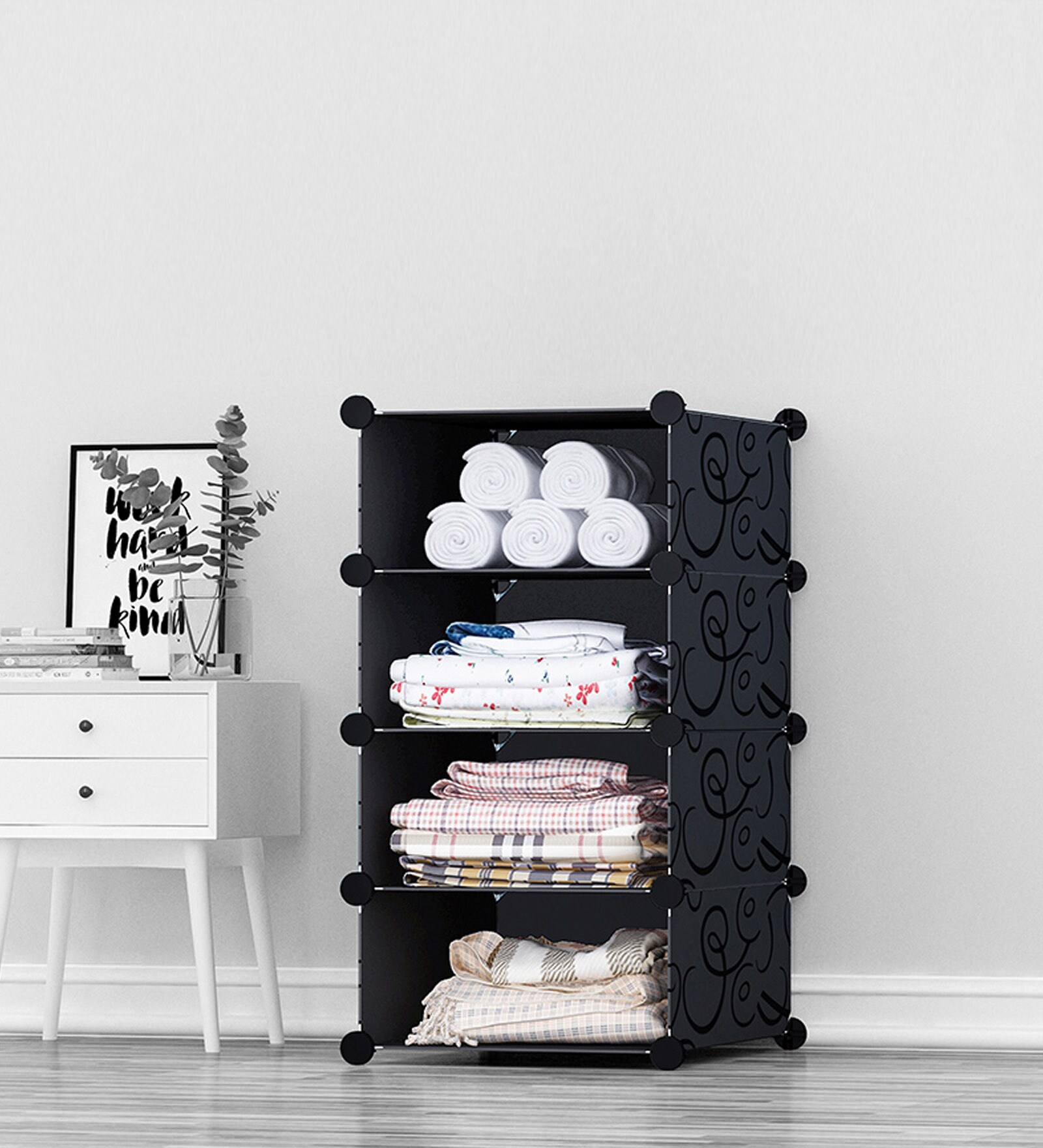 Homa Collapsible Shoe Rack in Black Colour