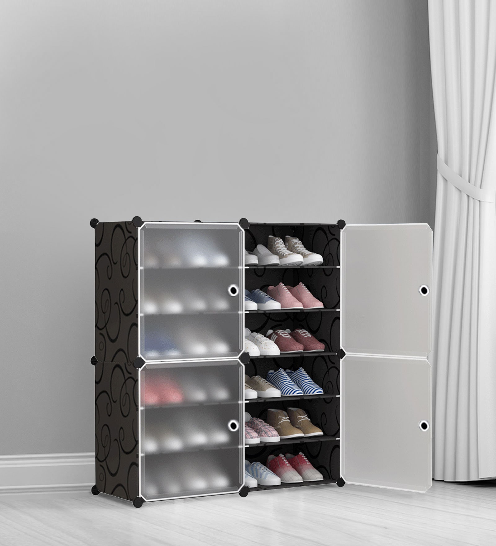 Homa Collapsible Shoe Rack in Black Colour