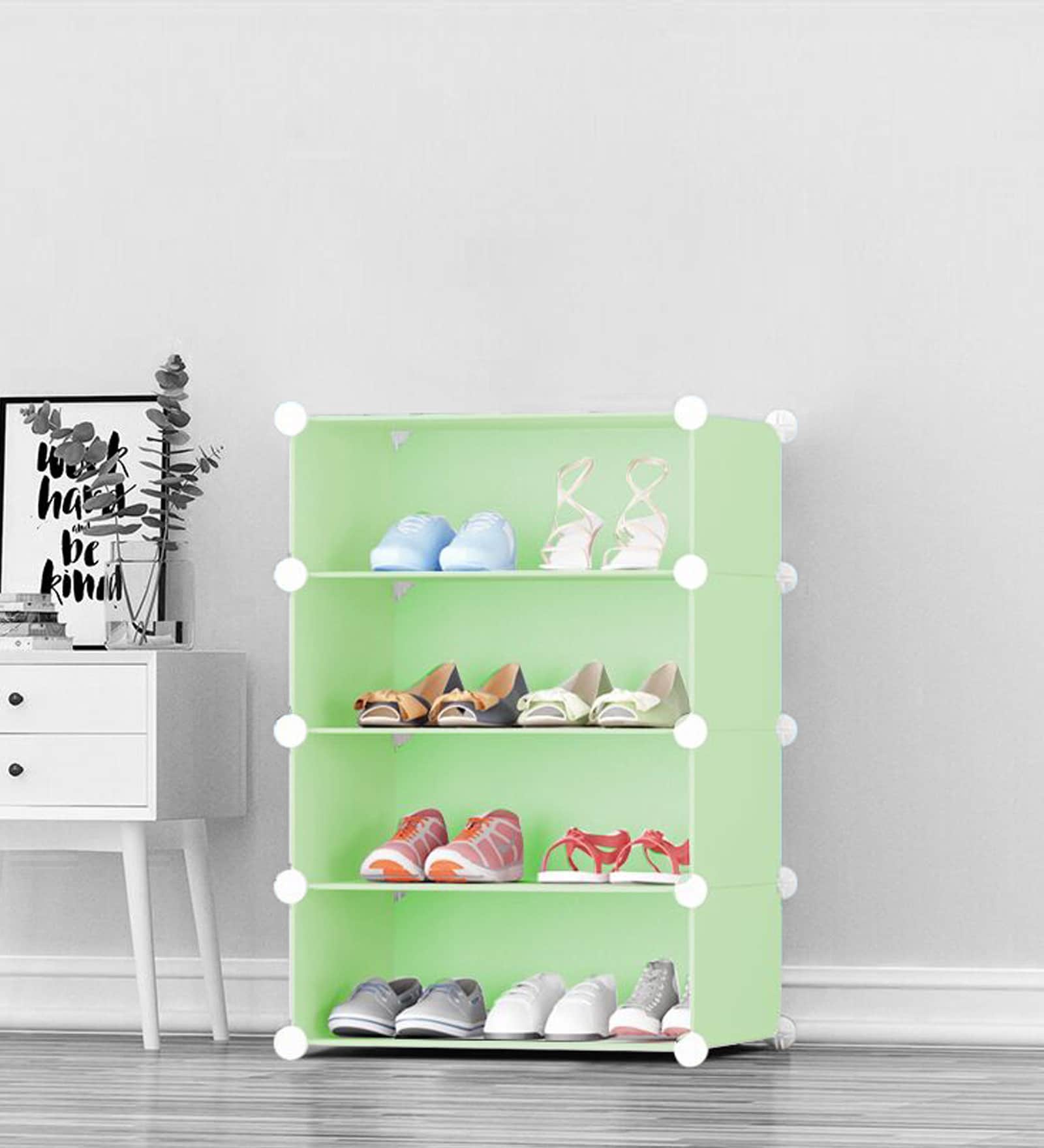 Homa Collapsible Shoe Rack in Green Colour Homa Collapsible Shoe Rack in Green Colour