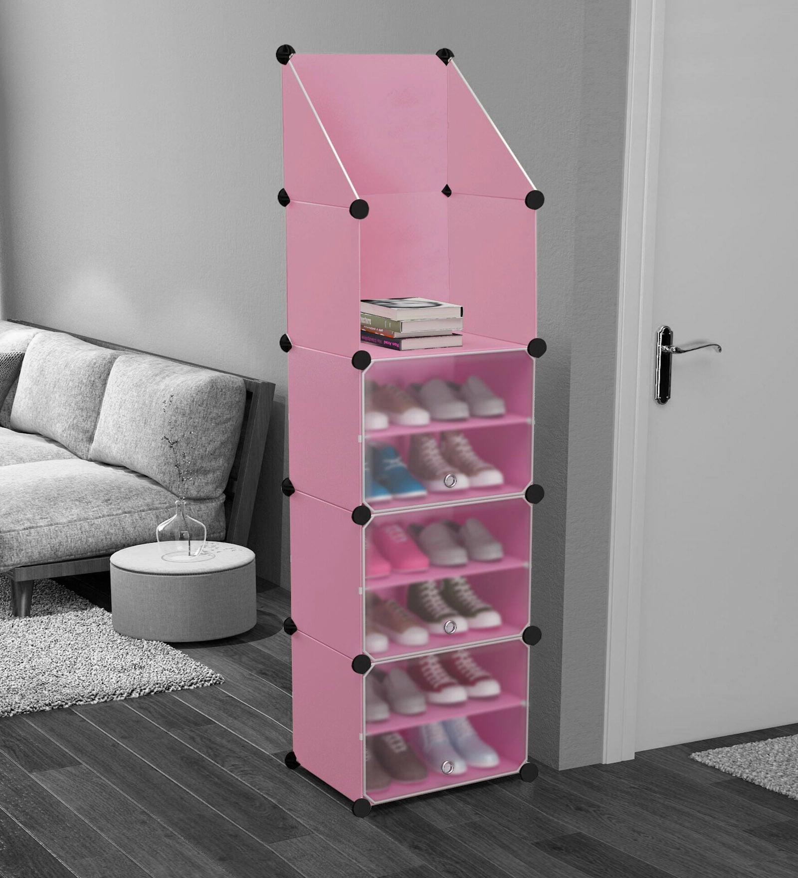 Homa Collapsible Shoe Rack in Pink Colour Homa Collapsible Shoe Rack in Pink Colour