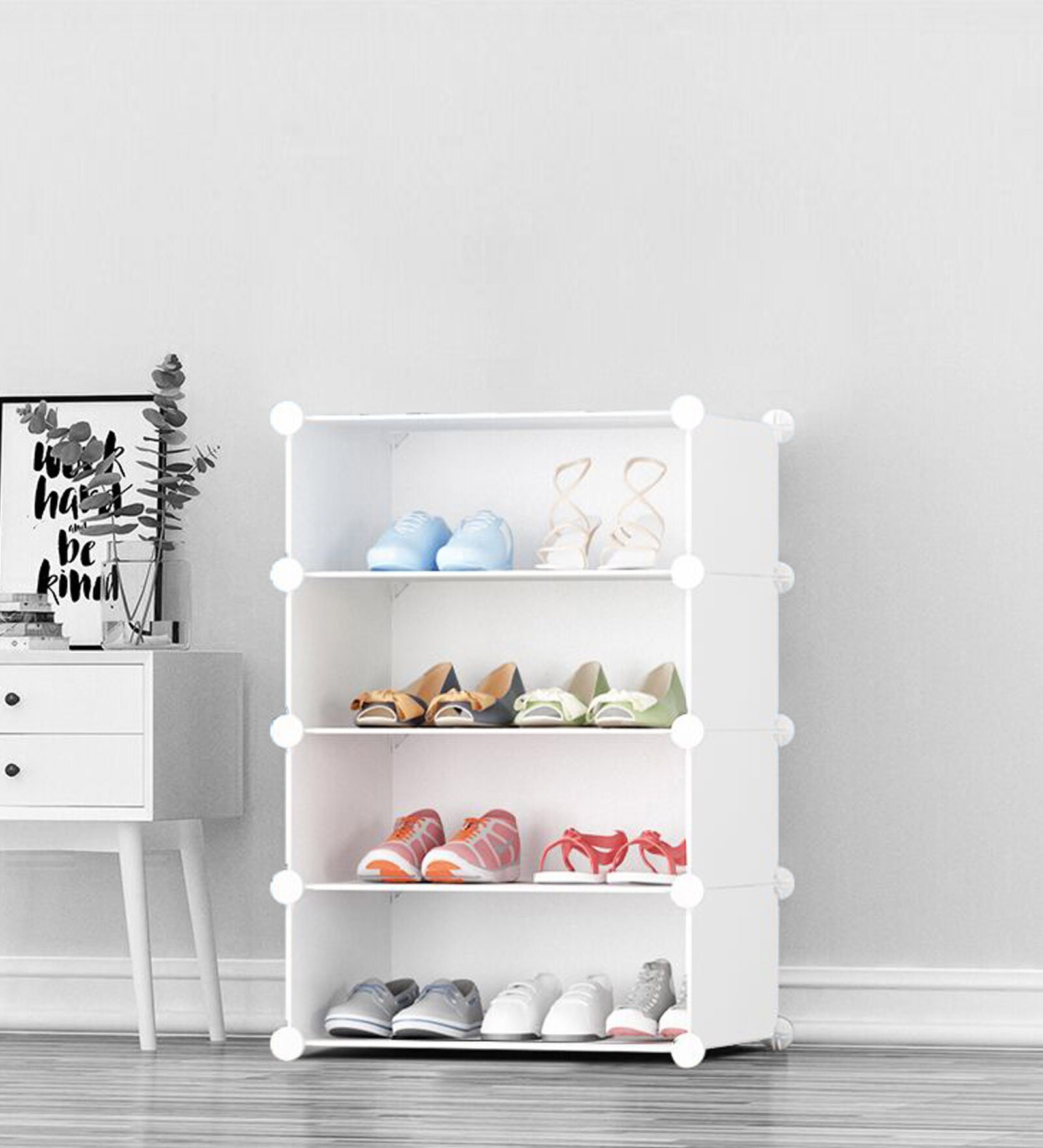 Homa Collapsible Shoe Rack in White Colour